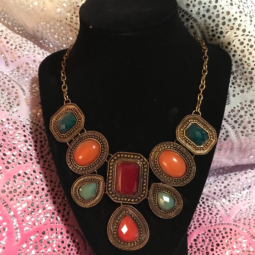 Vintage Multi Color Statement Necklace